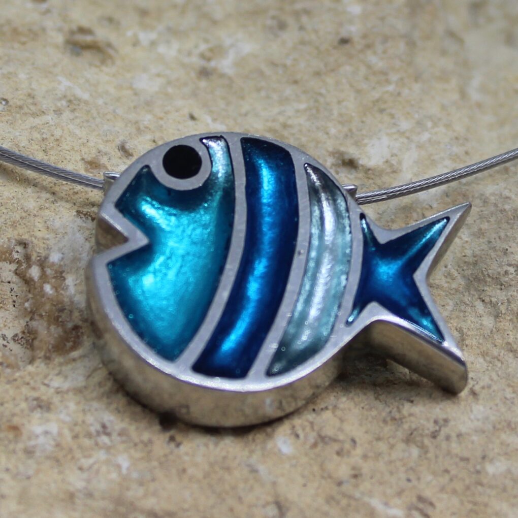 bubble fish pendant - teal