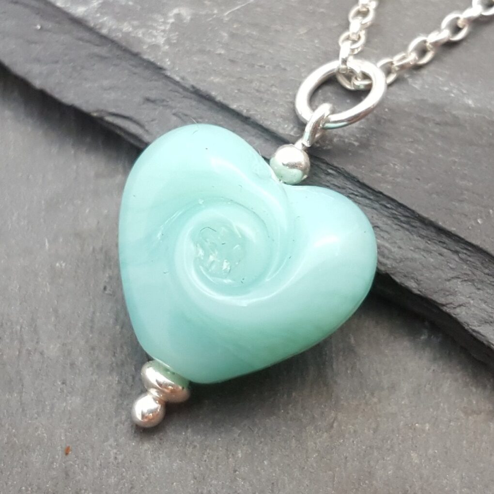Cora Swirl Heart Necklace - Apuldram Green