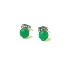 Frosted Glass Stud Earrings – Emerald Green
