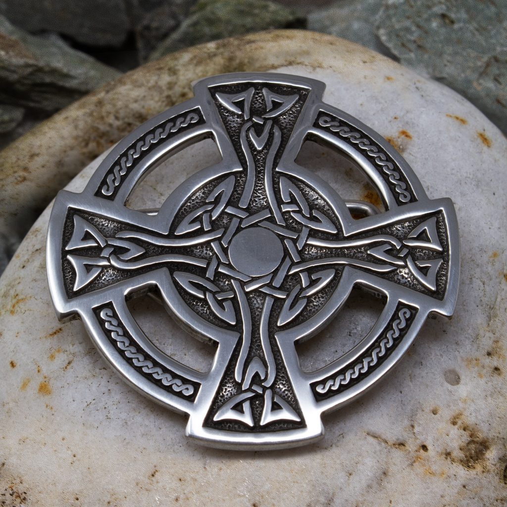 Pewter Belt Buckle Religious Stylized Celtic Cross NEW Black 