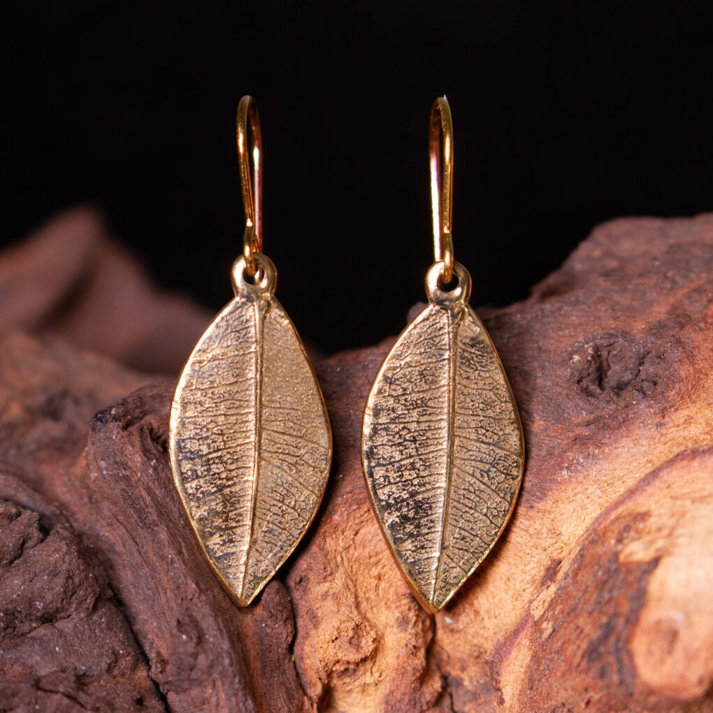 bronze leaf drop earrings