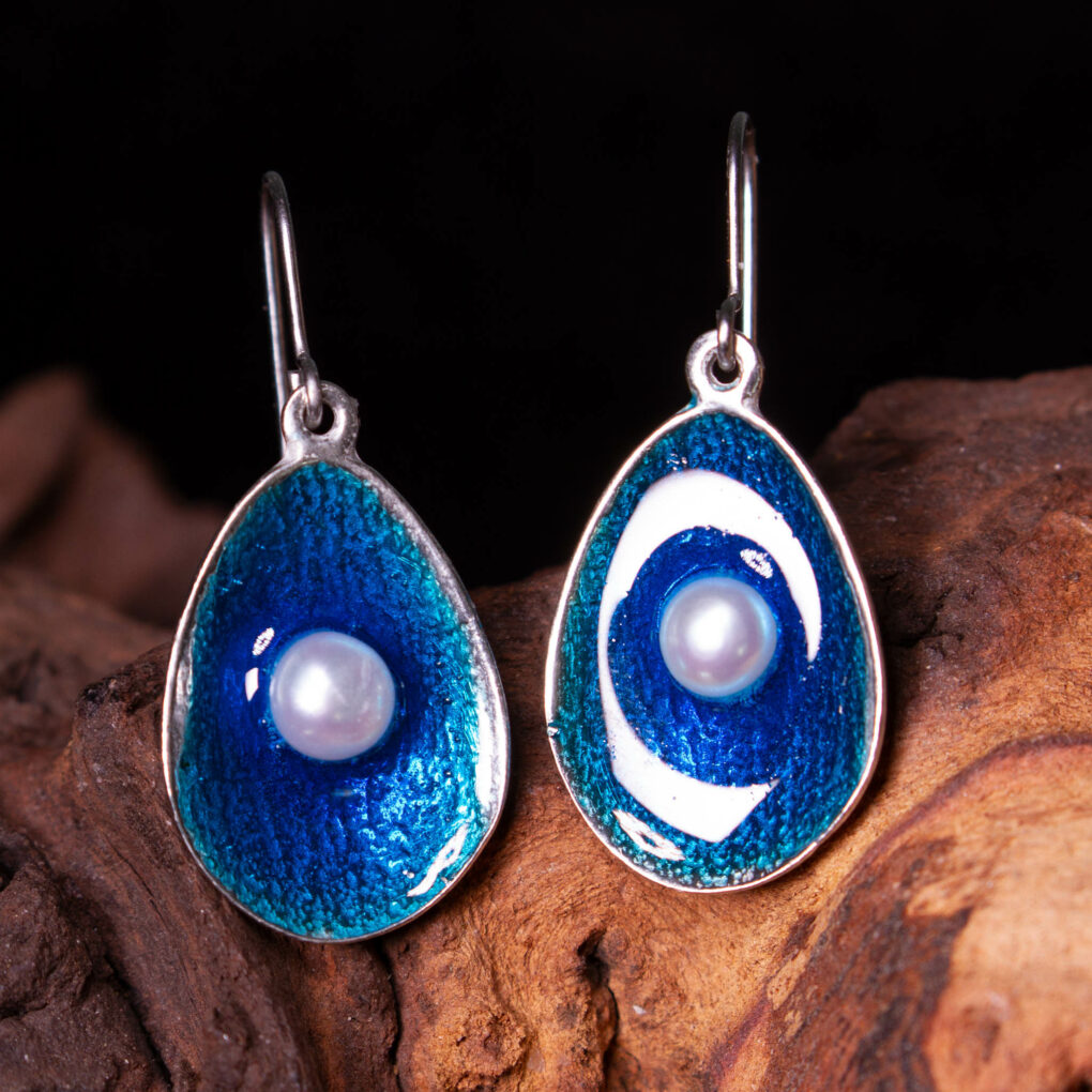 Ocean pearl drop earrings