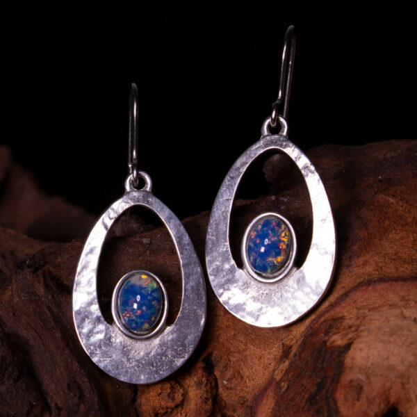 a pair of opalite cabochon earrings