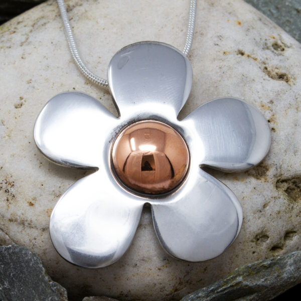 copper centre flower pendant