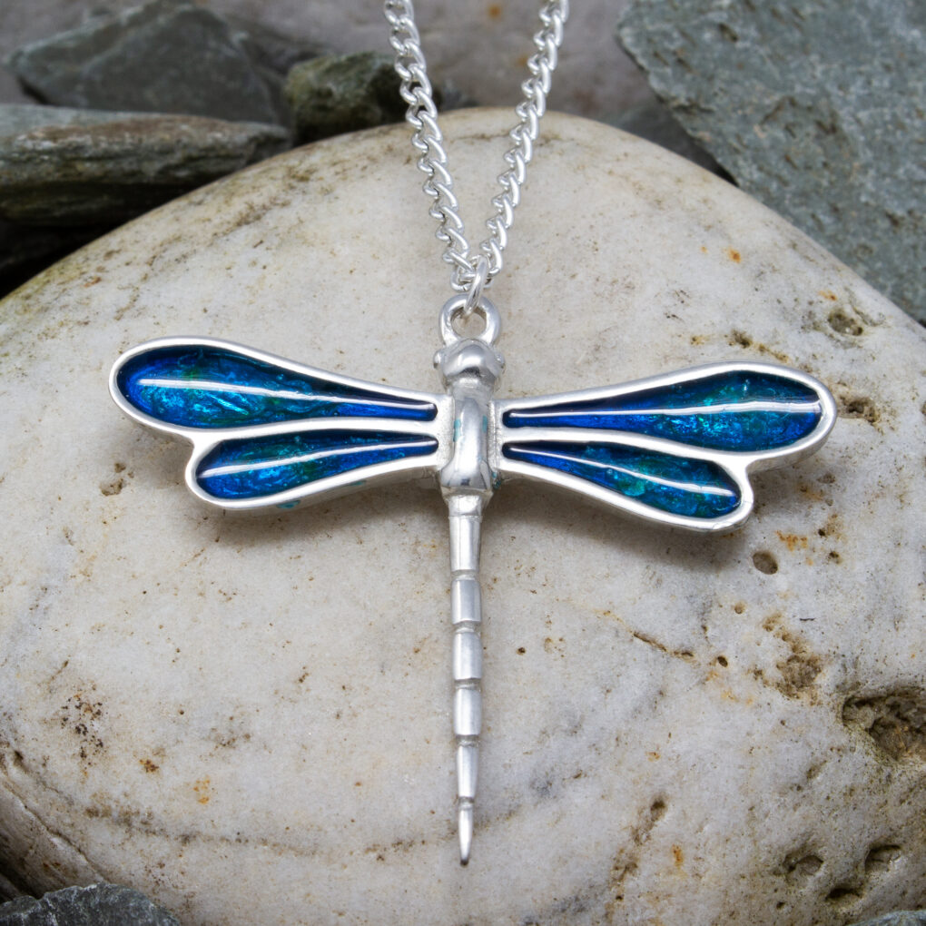 Blue Enamelled Dragonfly pendant.
