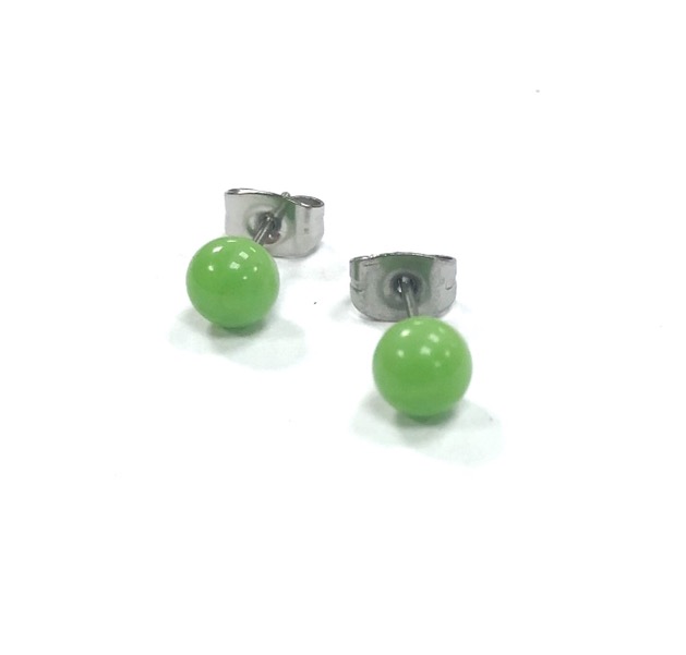 Apple Green Handmade Glass Stud Earrings