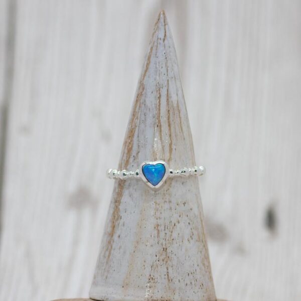 Silver Opaline Heart Ring