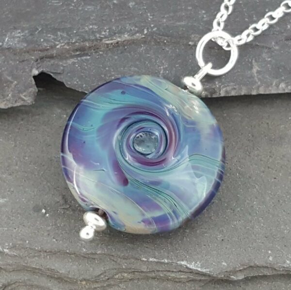Swirl Glass Pebble Necklace - Medmerry Multi
