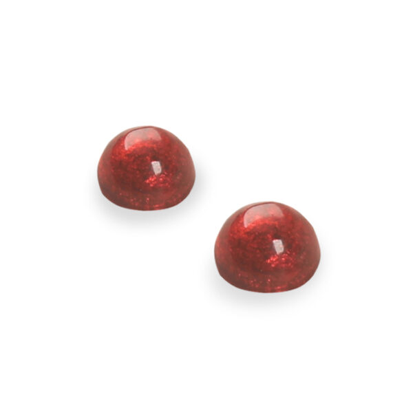 Small Cabouchon Stud Earrings - Red