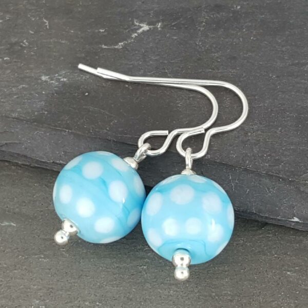 Polka Dot Glass Earrings - Turquoise