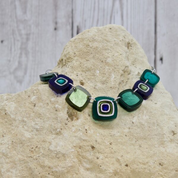 abstract squares necklace - everglade