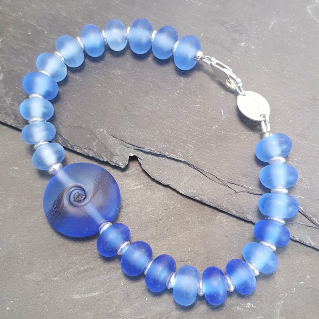 Lace Swirl Bracelet - Blue Glass