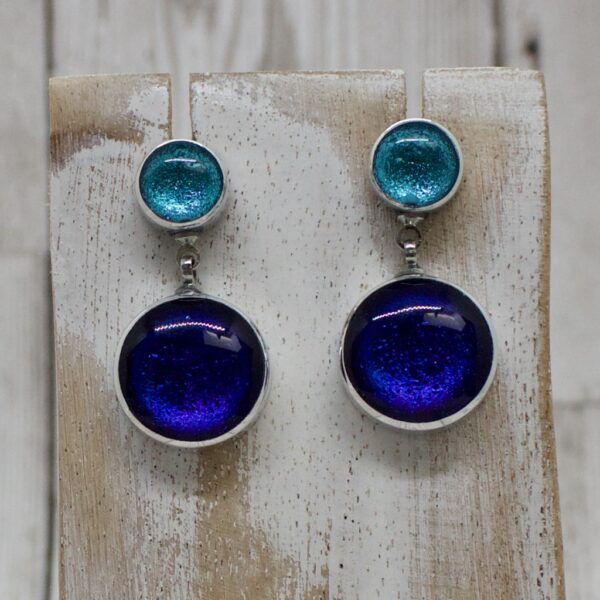 Double Drop cabochon earrings Turquoise