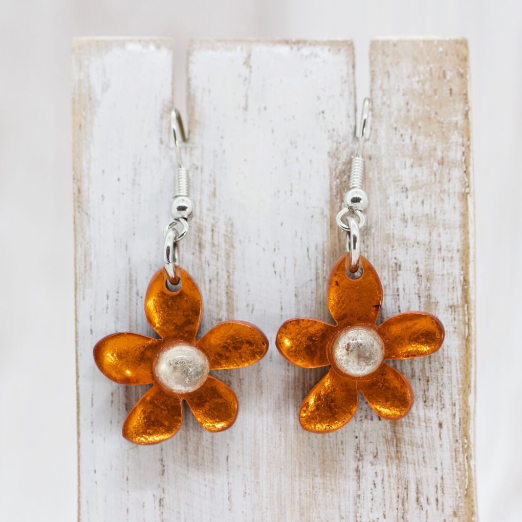 Flower Earrings - Orange