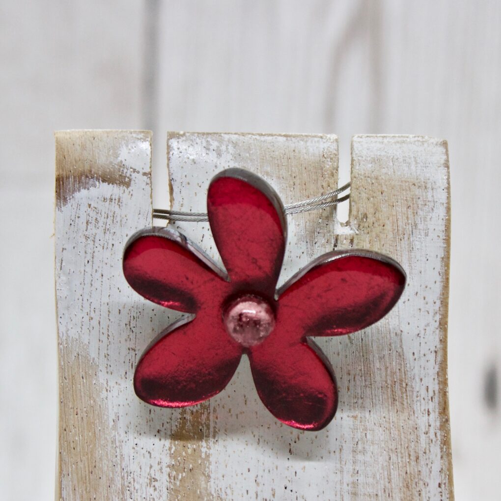 Small Flower Pendant - Raspberry