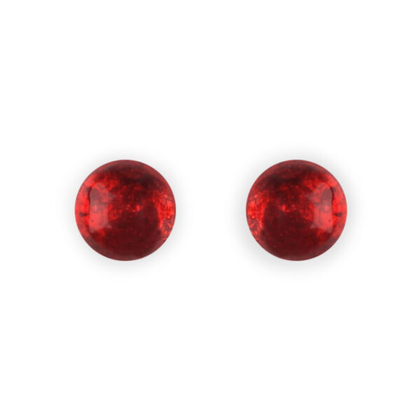 Red Cabouchon Stud Earrings  Medium