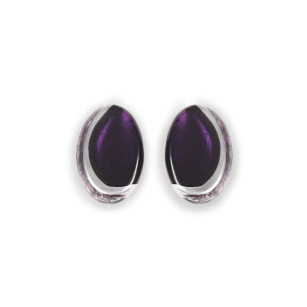Oval Swirl Stud Earrings - Aubergine