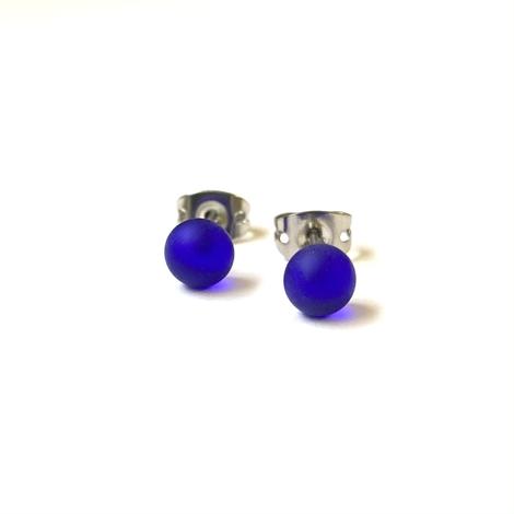 Frosted Glass Studs - Cobalt Blue