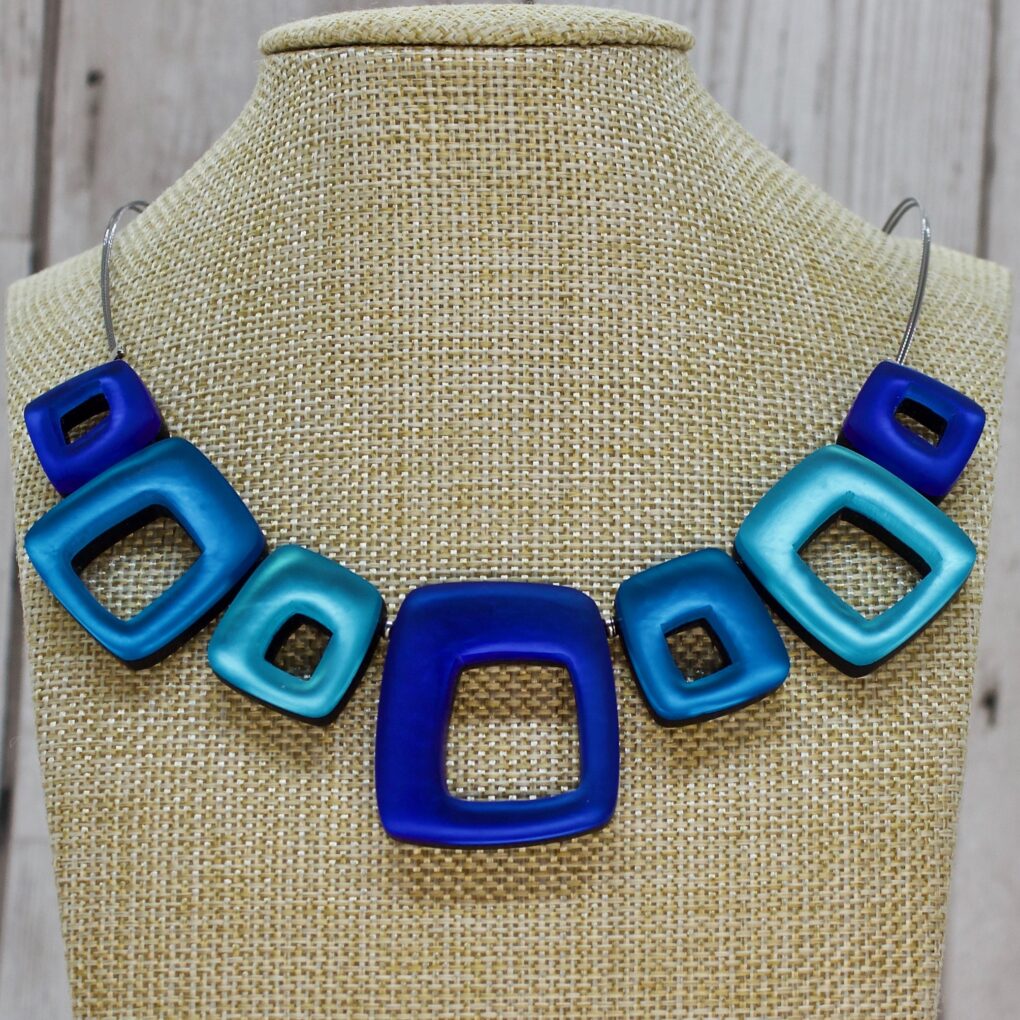 Hollow Squares Necklace -Turquoise