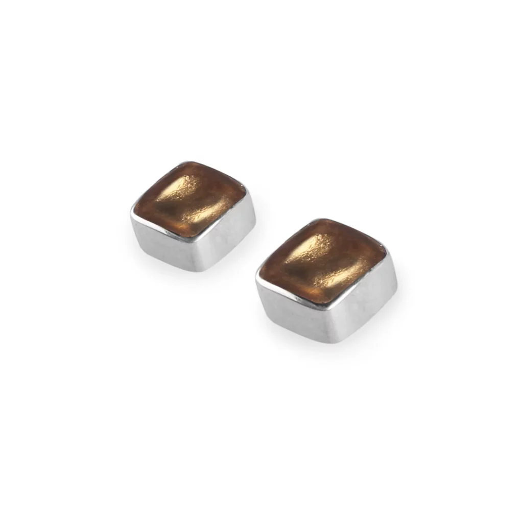 Aluminium  Square Stud Earrings - Gold