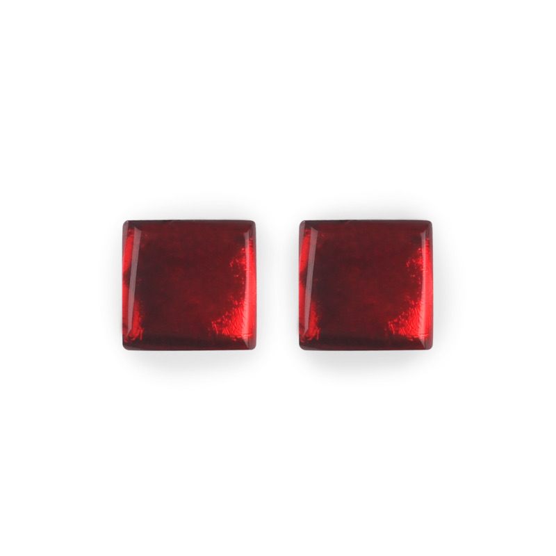 Square Button Studs -  Red