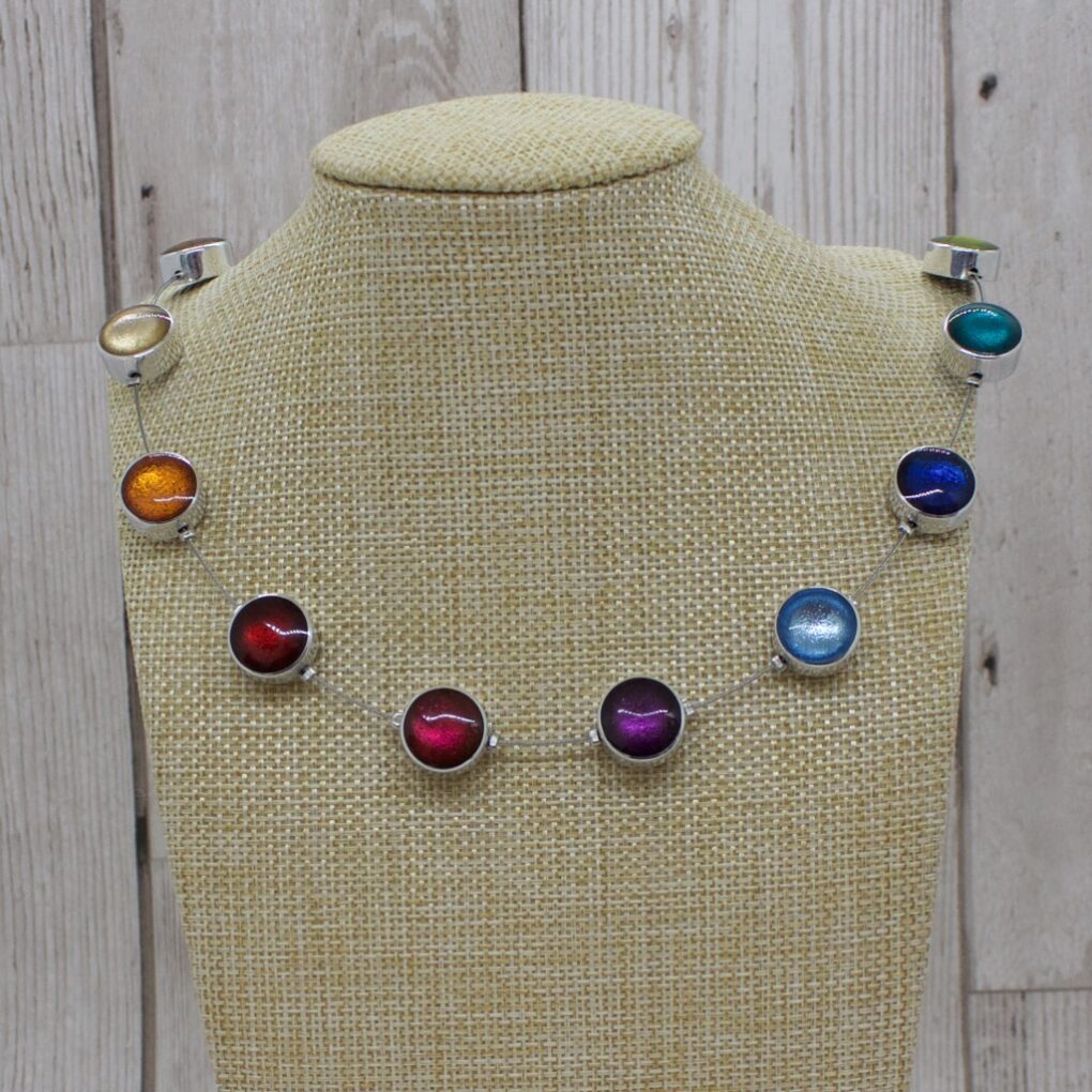 Metal Buttons Shiny Necklace - Rainbow