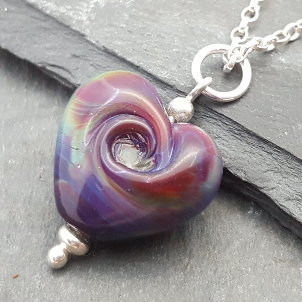 Cora Swirl Heart Necklace - Medmerry Multi