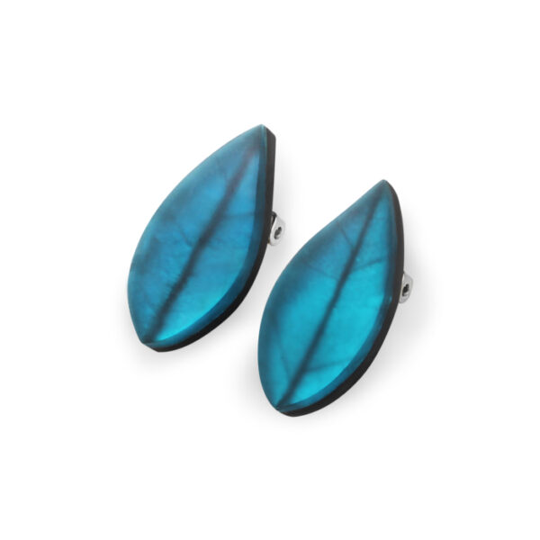 Skeletal Leaf Clip-On Earrings -Turquoise