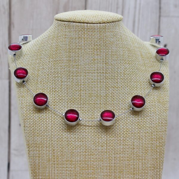 Metal Buttons Shiny Necklace - Pink