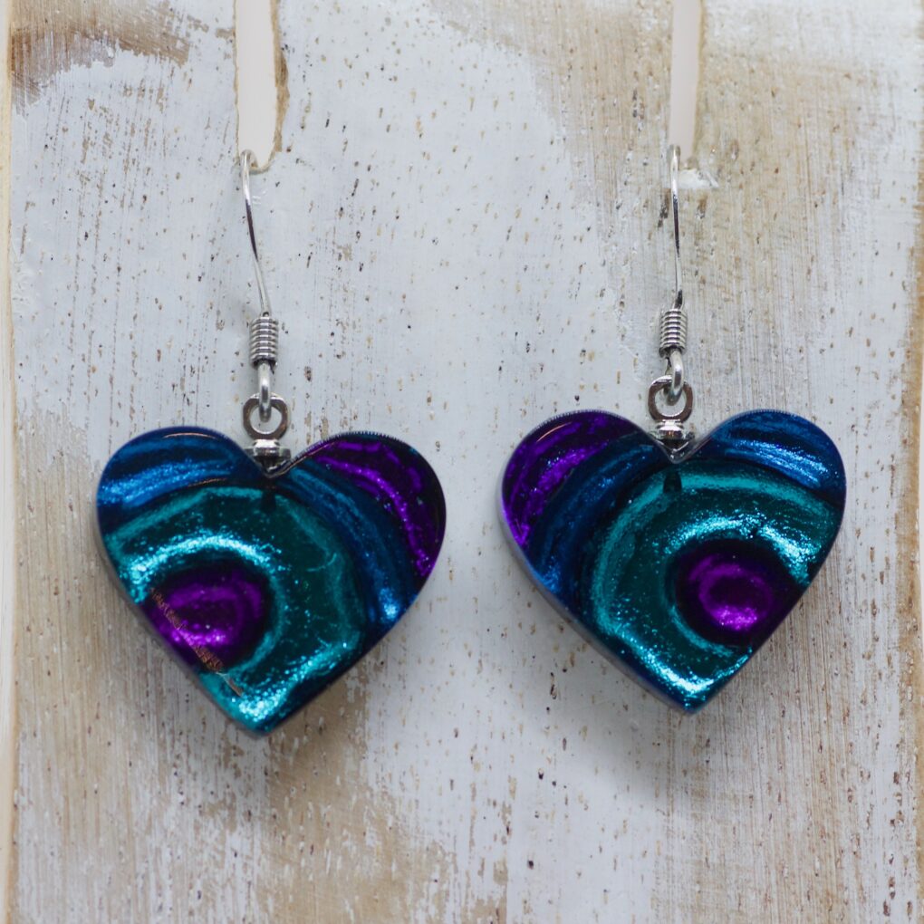 Heart Swirl Earrings - Peacock