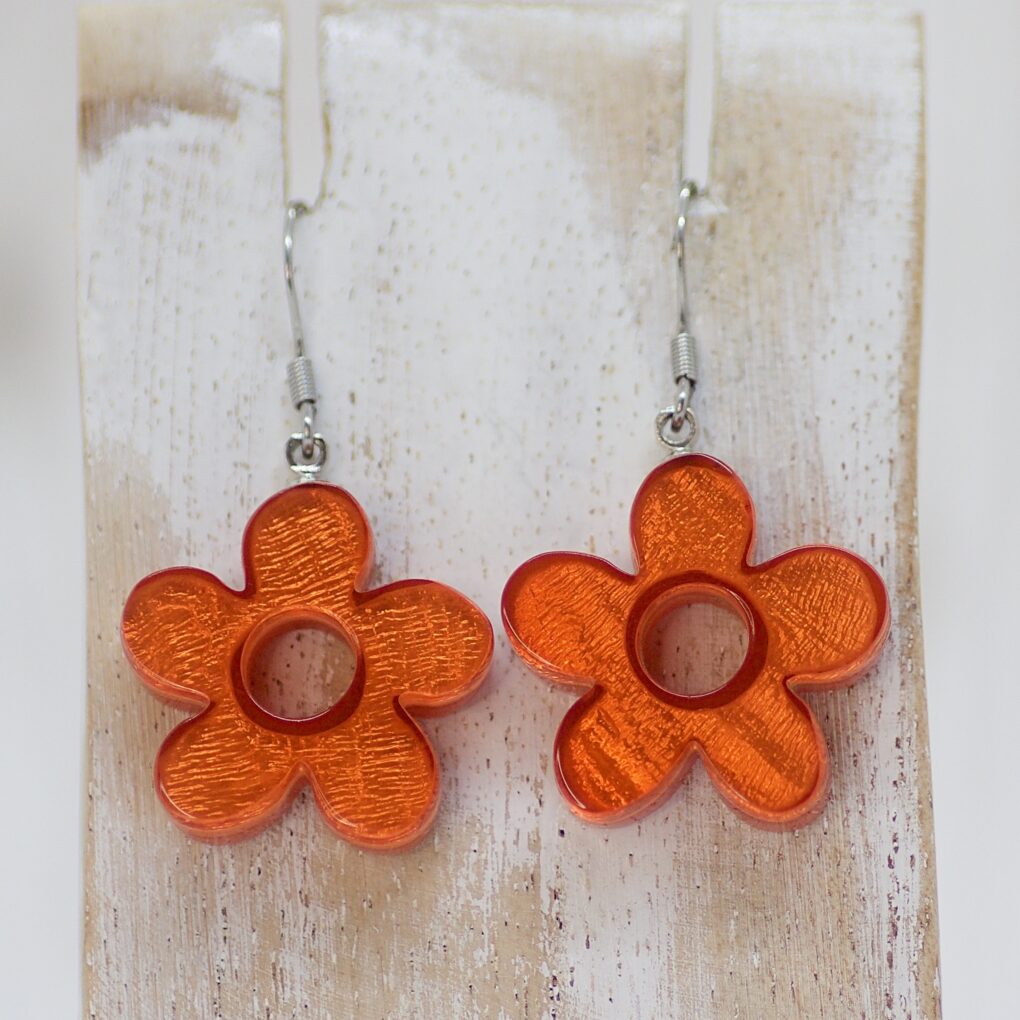 Shell Flower Earrings - Orange