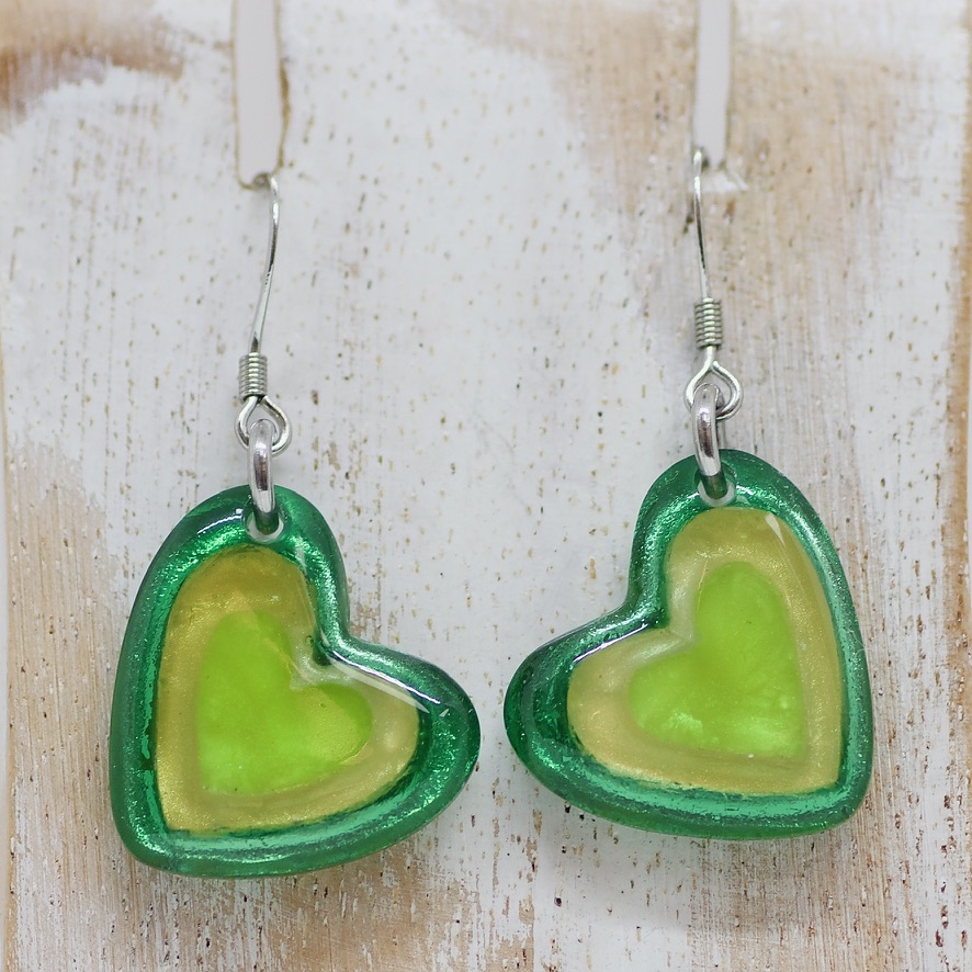 Heart Pebble Earrings - Kiwi