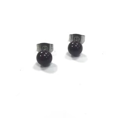 Black Handmade Glass Stud Earrings
