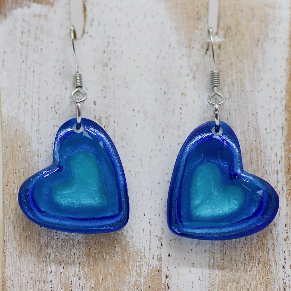 Heart Pebble Earrings - Turquoise
