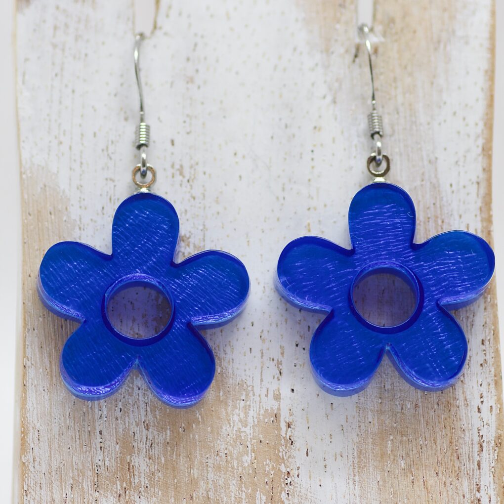 Shell Flower Earrings - Azure